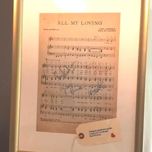 Framed Beatles 'All My Loving' Sheet Music 1963 with real ink replica autographs image 5