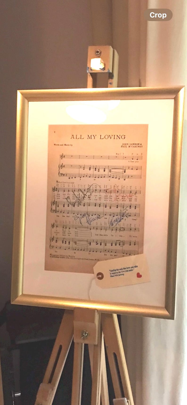 Framed Beatles 'All My Loving' Sheet Music 1963 with real ink replica autographs image 5