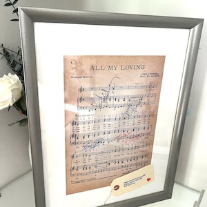 Framed Beatles 'All My Loving' Sheet Music 1963 with real ink replica autographs image 9