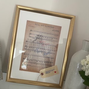 Framed Beatles 'All My Loving' Sheet Music 1963 with real ink replica autographs image 4