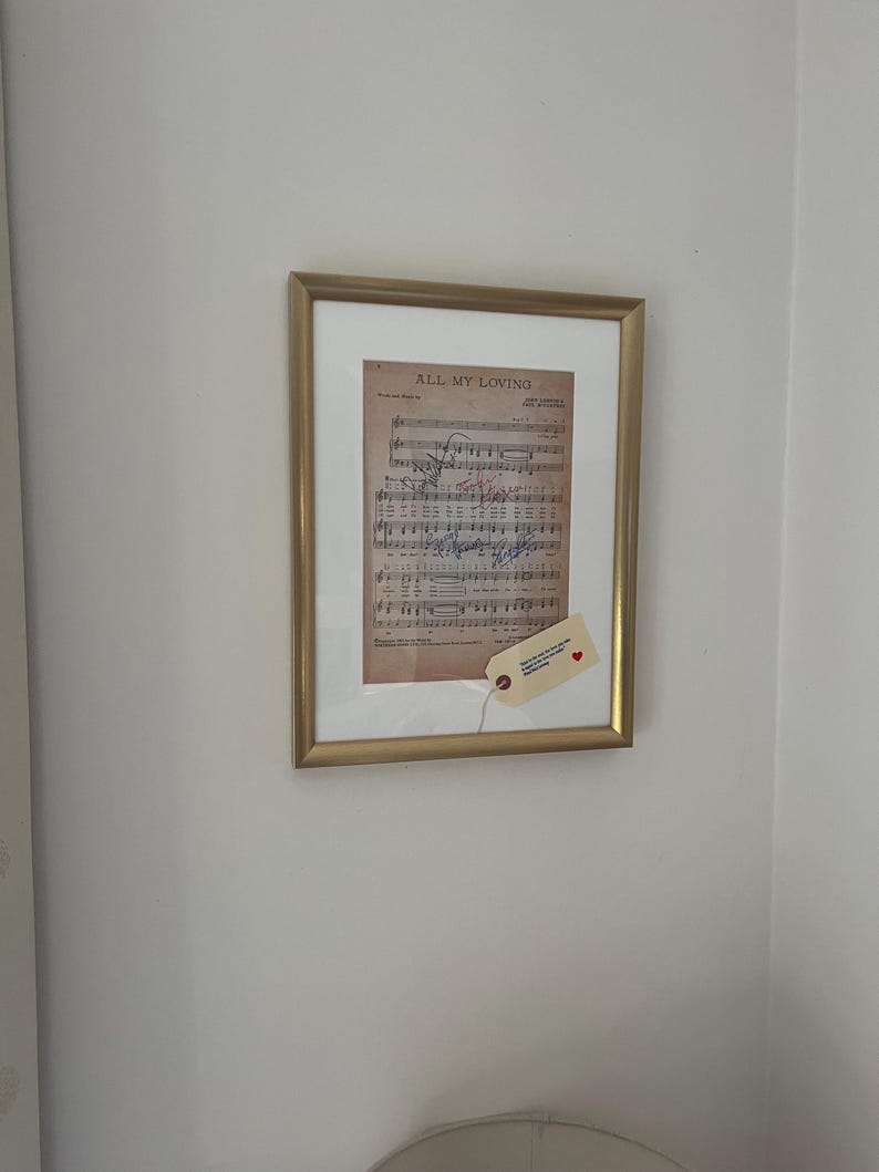 Framed Beatles 'All My Loving' Sheet Music 1963 with real ink replica autographs image 2