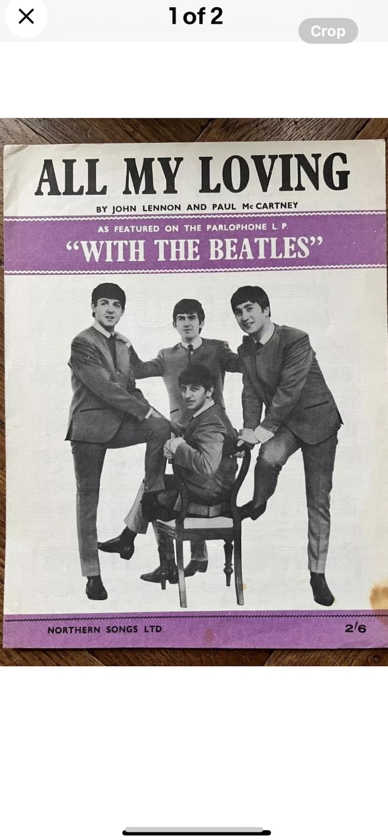 Framed Beatles 'All My Loving' Sheet Music 1963 with real ink replica autographs image 10