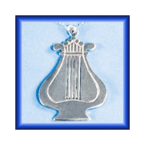 Handmade Jewellery Pendant Silver King David&#39;s Harp Musical Instrument for Women and Girls Jewel Free Shipping Gift from Holy Old Jerusalem