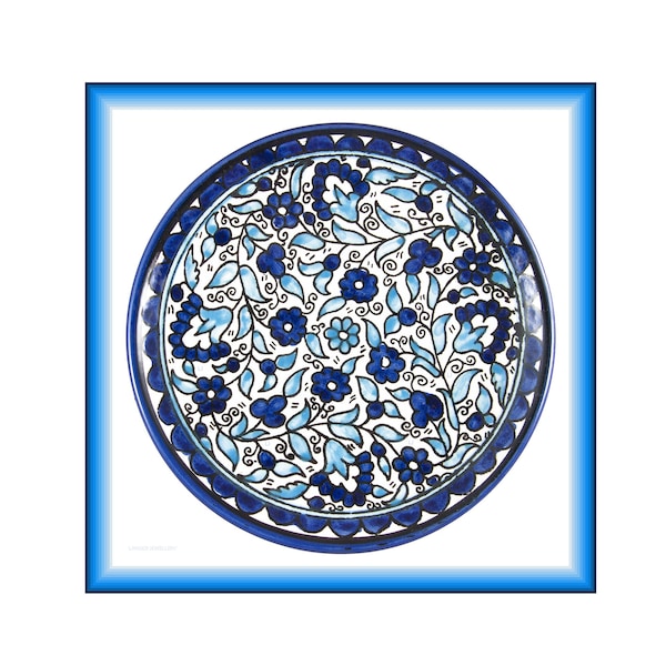 Armenian Ceramic Plate Handmade Hand Painted Decorative Colourful Handcrafted Oriental Pottery Free Shipping Gift from Israel Old Jerusalem