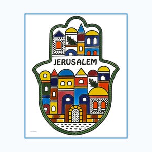 Armenian Ceramic Tile Handmade Hand Painted Decorative Pottery Hang on Wall Oriental Hamsa Hand Free shipping Gift from Israel Jerusalem