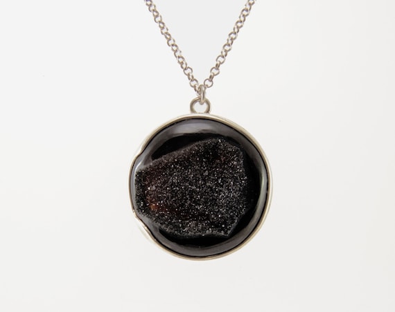 FREE GIFT BOX Agate Druzy Women 925 Sterling Silver Pendant