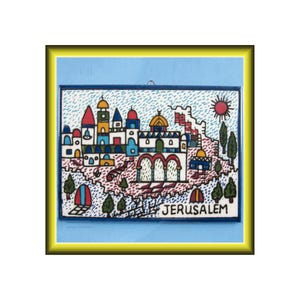 Armenian Ceramic Decorative Tile Handmade Hand Painted Oriental Jerusalem Image Hanging on Wall Pottery Free Shipping Gift from Jerusalem