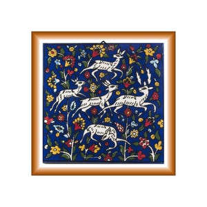 Armenian Ceramic Handmade Hand Painted Decorative Deer Hanged on Wall Tile Oriental Colorful pottery Free Shipping Gift from Old Jerusalem