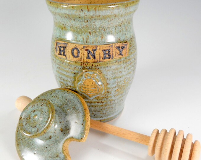Ceramic Honey Dipper Pot Pottery Honey Jar With HONEY Etsy