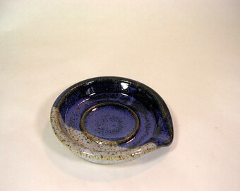 Ceramic spoon rest spoon holder dish blue glaze