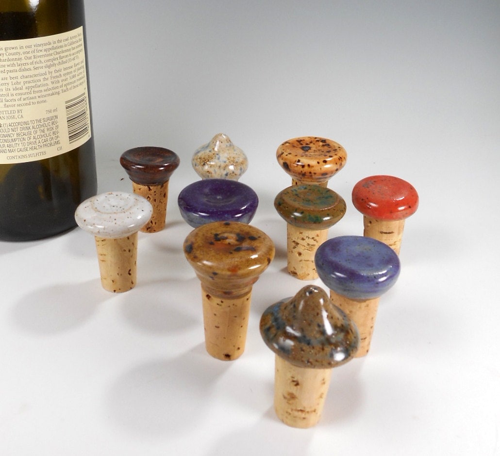 Ceramic wine bottle stoppers 10 wine cork party or wedding Etsy