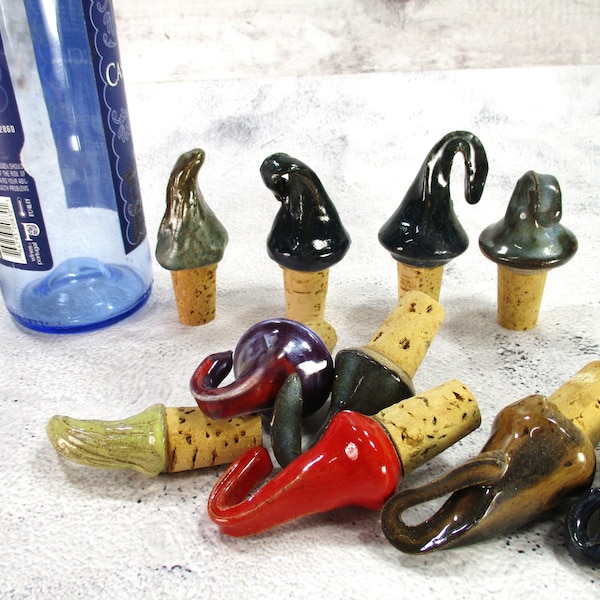 Ceramic wine bottle stopper, set of 10, in assorted colors, wine party favor, wedding favor