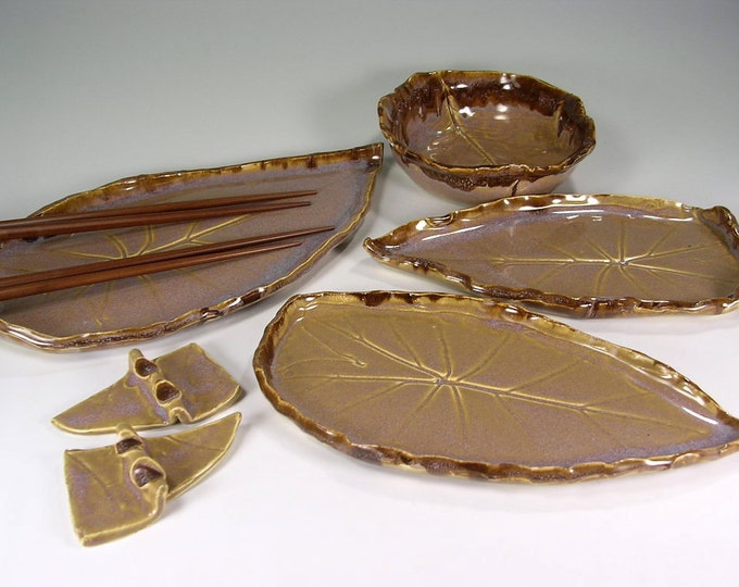 Sushi Tray Set Ceramic Sushi Set Pottery Sushi Serving Set Etsy