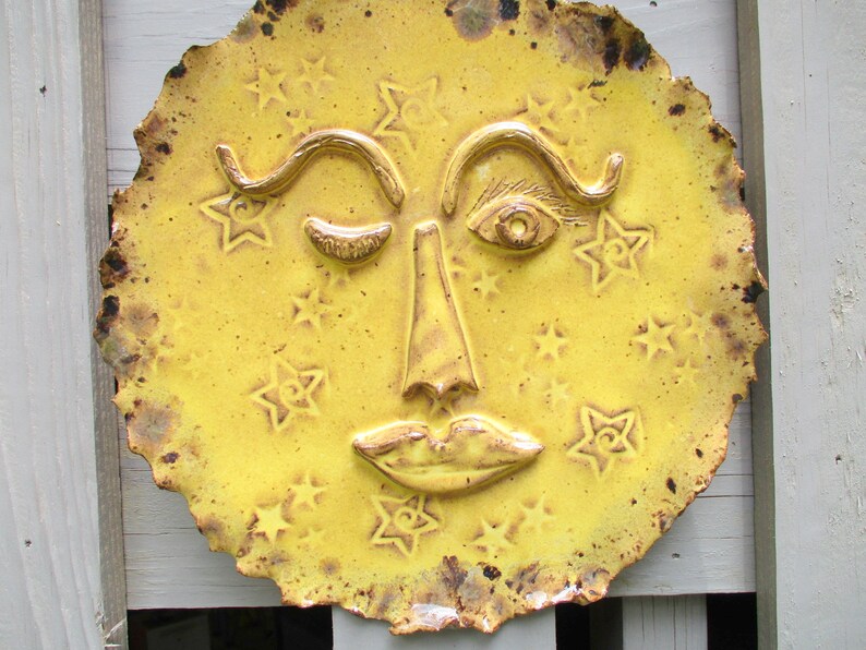 Ceramic Sun Garden Art Sculpture Indoor Outdoor Wall Art Etsy