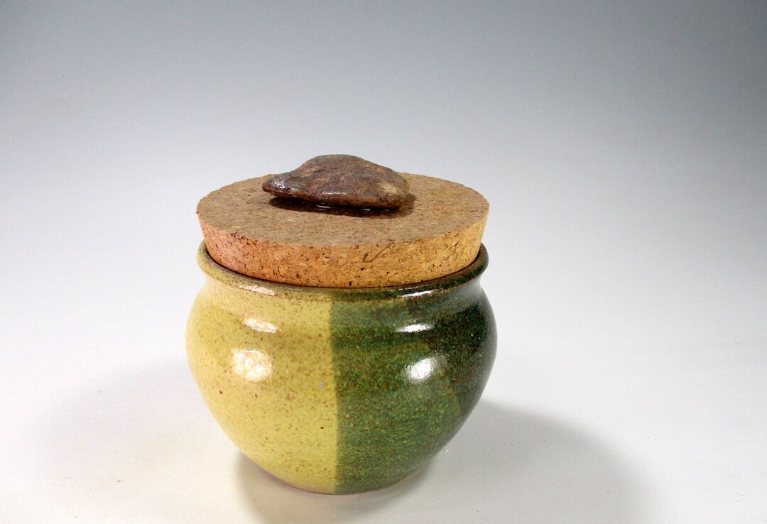 Ceramic Salt Cellar Sugar Bowl, Pottery Salt Box, Stoneware Storage Jar