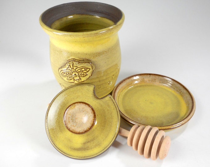 Ceramic Honey Dipper Pot Pottery Honey Jar Stoneware Etsy
