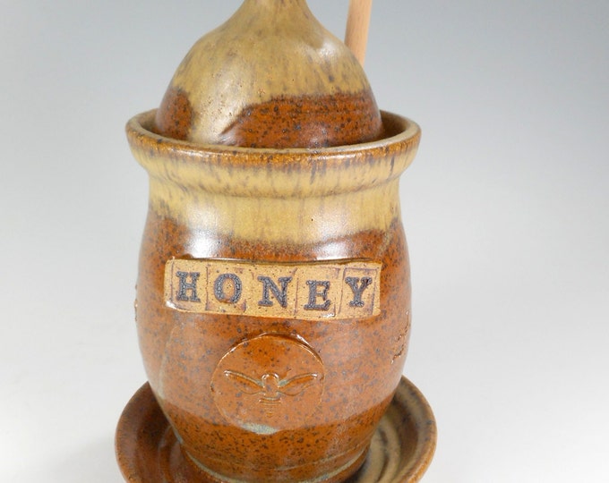 Ceramic Honey Dipper Pot Large Pottery Honey Jar Stoneware Etsy
