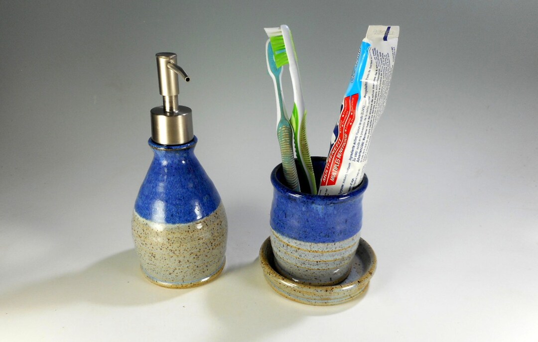 Ceramic Toothbrush Holder and Soap Dispenser Bathroom Etsy
