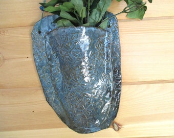Ceramic wall vase sconce, blue green pottery hanging flower vase, garden art, dragonfly decor