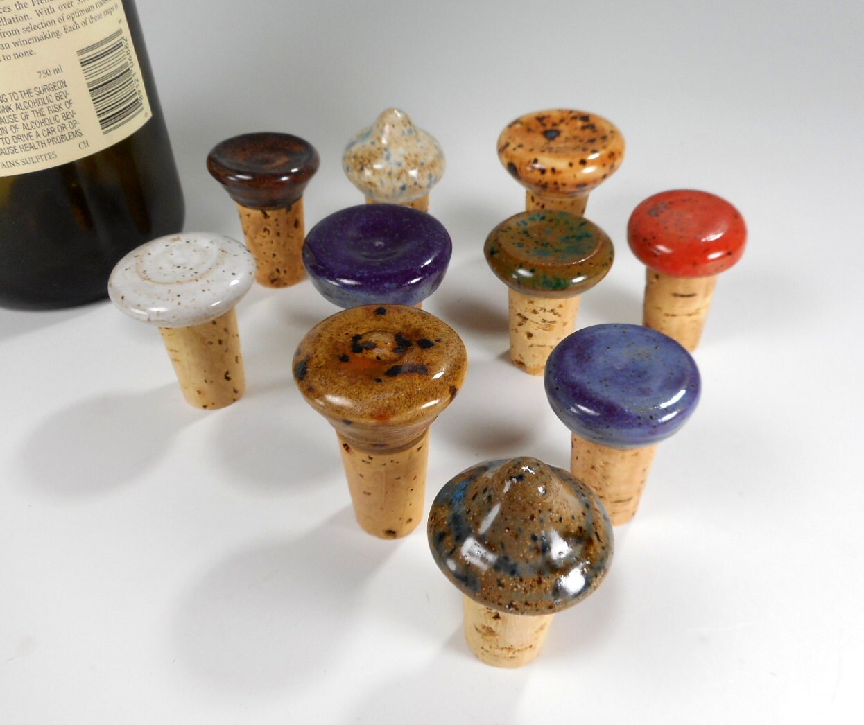 Ceramic wine bottle stoppers 10 wine cork party or wedding Etsy