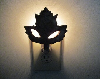 Ceramic maple leaf night light, brown pottery maple leaf home decor lighting