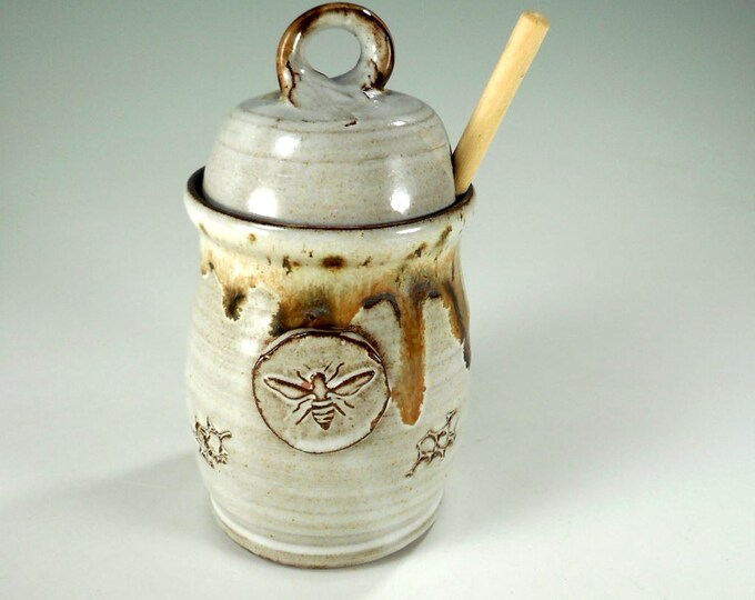 Ceramic Honey Dipper Pot Pottery Honey Jar With Bee Etsy