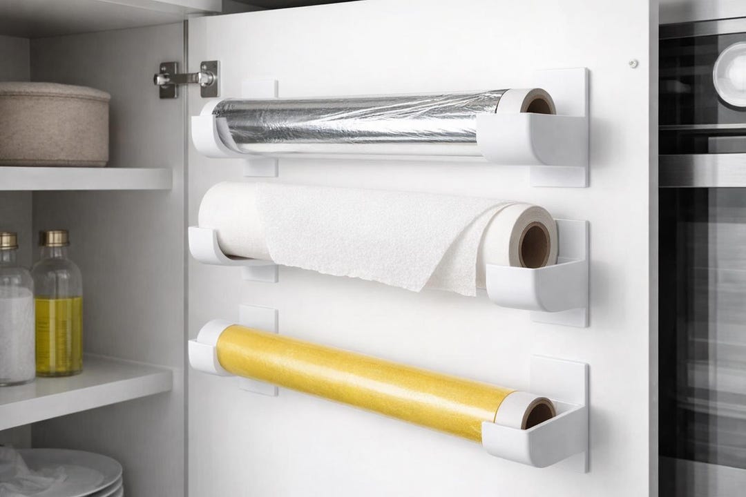 Wall-mounted Kitchen Wrap Organizer – Foil, Parchment & Towel Holder ...