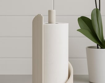 Modern Sculptural Paper Towel Holder – Ribbed Minimalist Kitchen Countertop Organizer & Decor