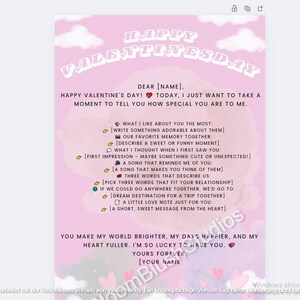 Plantilla de carta de San Valentín Canva / Plantilla de carta de San Valentín Canva / Juego de pareja / lindo / dulce / fácil