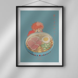 PONYO Poster | Digital Print | Studio Ghibli Poster | Hayao Miyazaki Movie | PONYO | Anime Poster Art | Minimalist Wall Art | Ramen