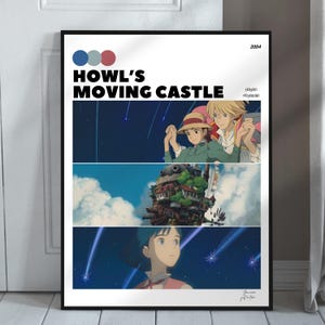 Howl’s Moving Castle Poster | Digital Print | Studio Ghibli Poster | Hayao Miyazaki Movie | Howl and Sophie Gift | Anime Poster | Calcifer