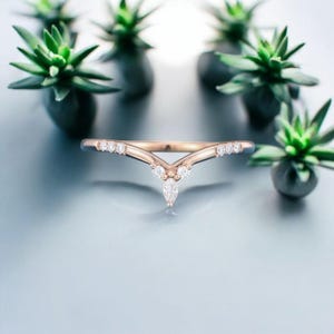 Einzigartige geschwungene Diamant Ehering Frauen Vintage Passenden Stapeln Versprechen Band Rosegold Marquise Schnitt Diamant Band Jubiläumsgeschenk für sie