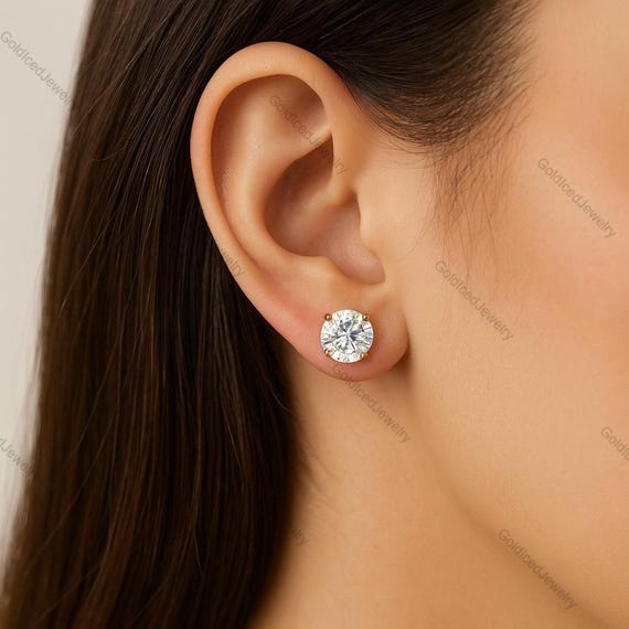 Solitär-Ohrring | Diamant ( Weiß, 0,06 Ct