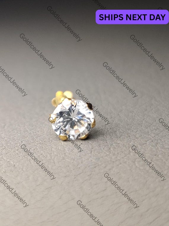 Screw Back Round Basket Stud Earrings Settings Real Solid 14K Yellow Gold