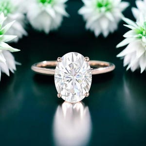 2.50ct Oval Cut Moissanite Solitaire Ring Solid 14k 18k Gold Engagement Band Women Oval Solitaire Proposal Ring, Oval Wedding Ring
