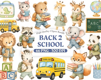 Back to School Clipart Bundle, Cute School PNG, Classroom Graphics, Digital Download, Commercial Use.