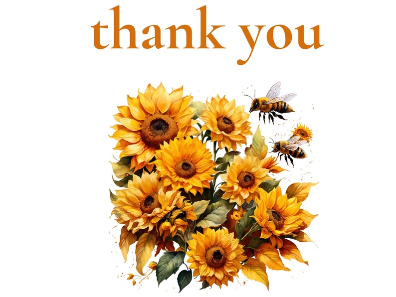 Solrosor och bin Clipart, blommig PNG, solrosillustration, bi-clipart, akvarellblommor, akvarell vår-clipart, utskrivbar PNG bild 5