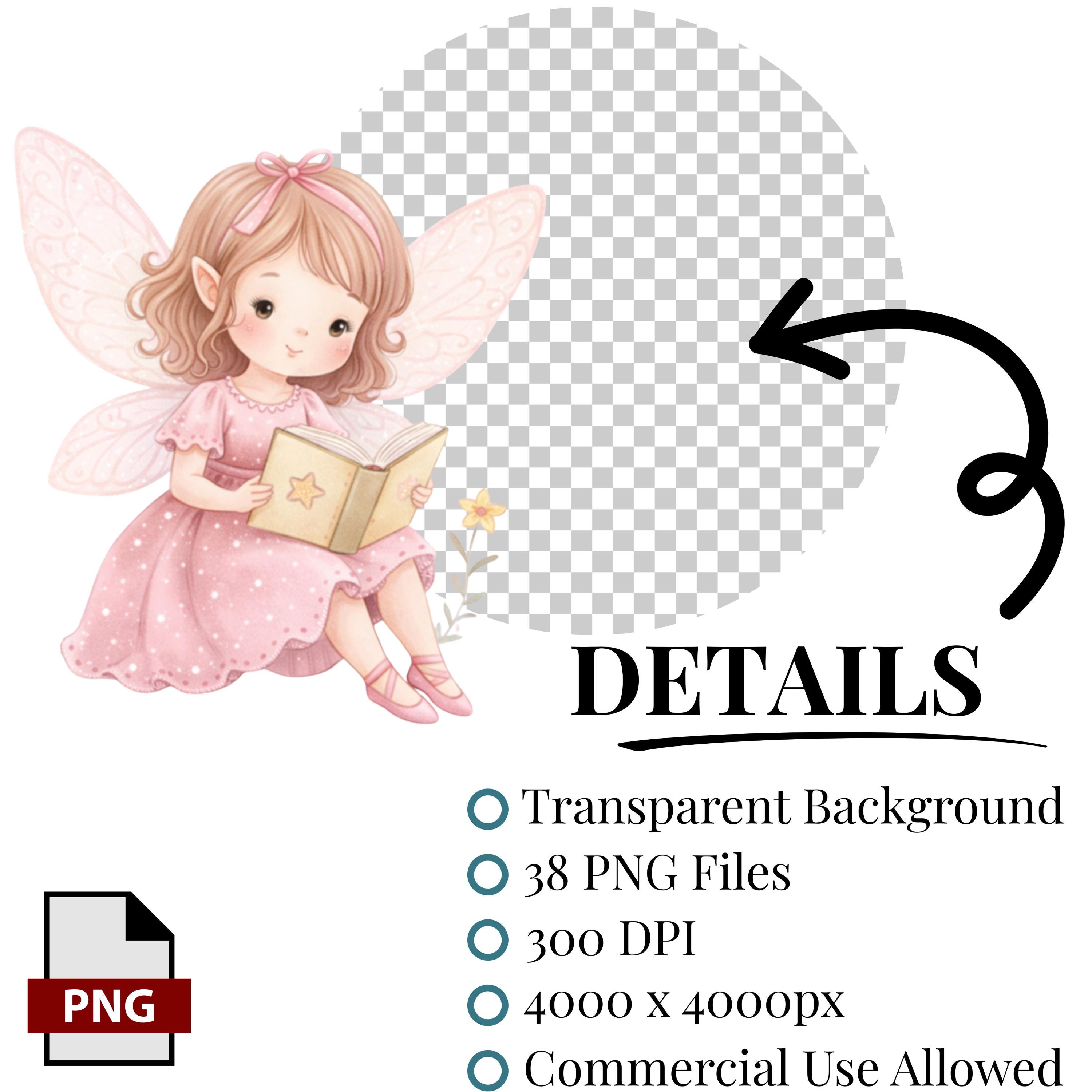 38 Watercolor Cute Pink Fairy PNG Bundle, Whimsical Magical Girl 1st ...