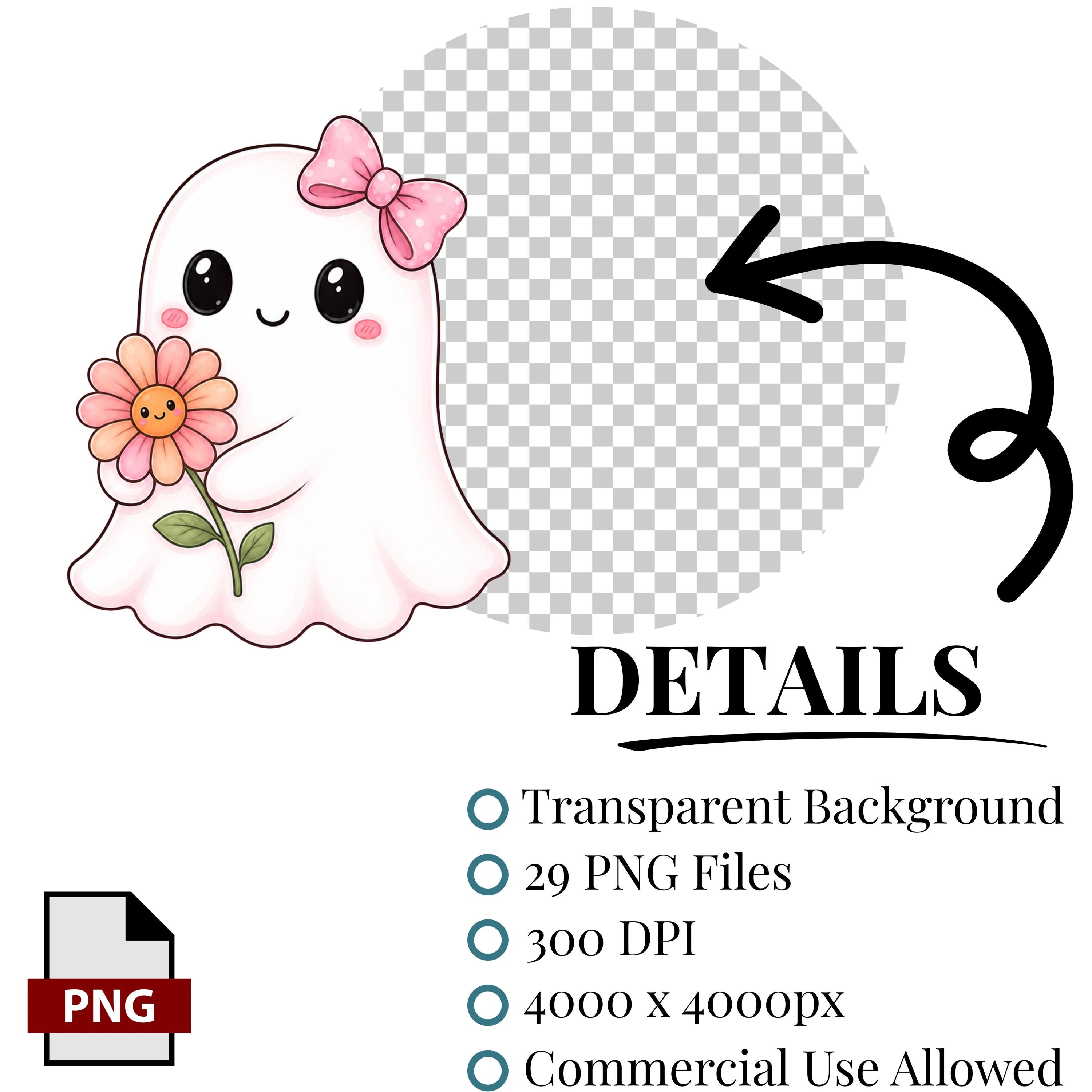 Pastel Halloween Clipart Bundle, Cute Ghost and Pink Pumpkin PNG ...