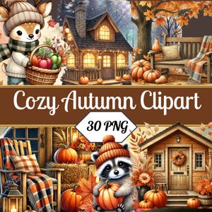 Aquarell Herbst Clipart Set | 30 PNG Waldtiere (Digitaler Download)