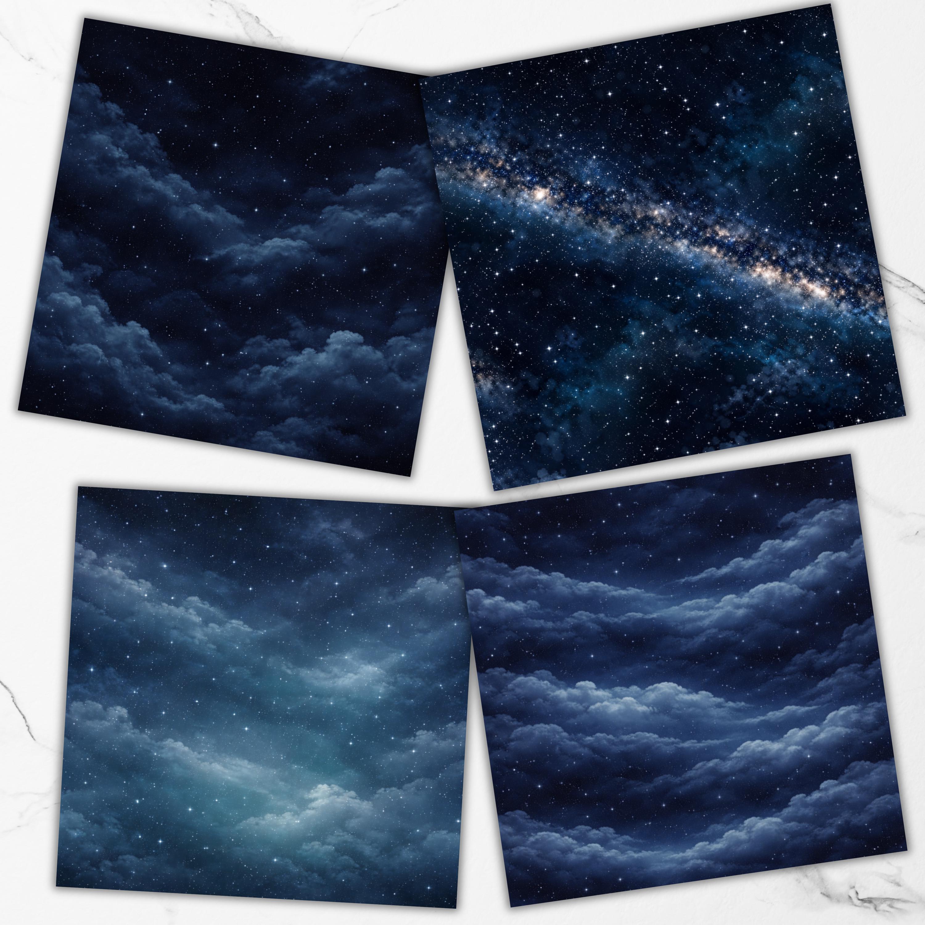 30 Night Sky Seamless Pattern, Night Sky Digital Paper, Starry Night ...