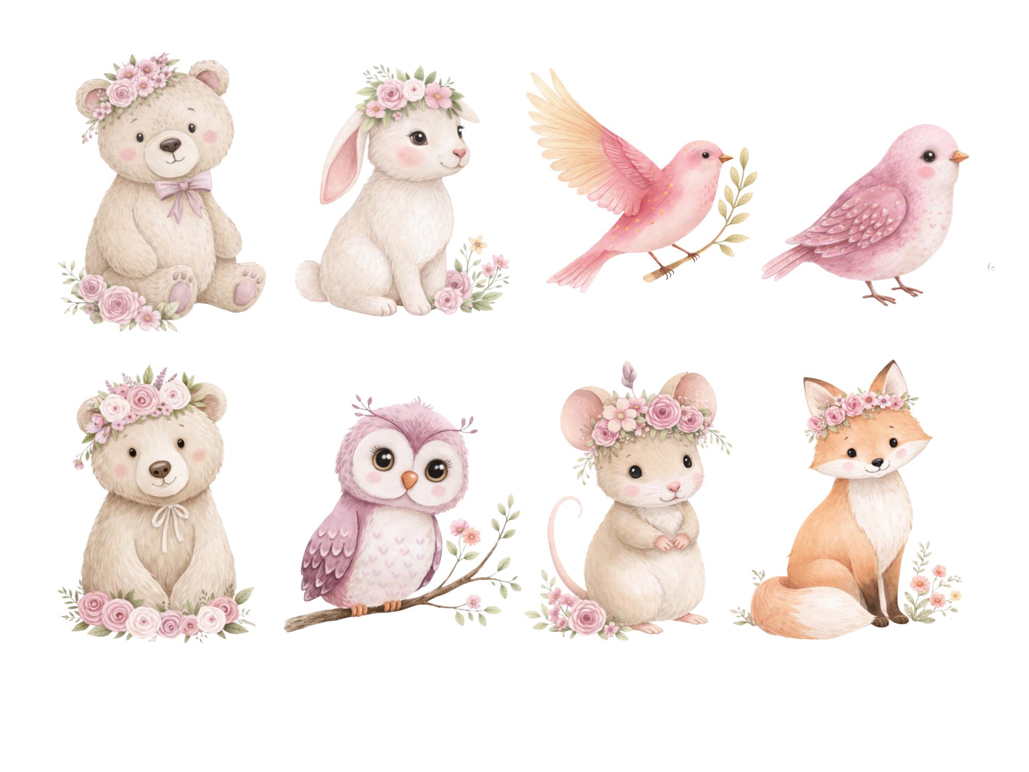 38 Watercolor Cute Pink Fairy PNG Bundle, Whimsical Magical Girl 1st ...
