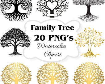 20 Family Tree PNG Clipart Transparent Background | Tree of Life SVG Bundle, Digital Download, Commercial Use