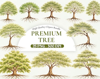 25 Aquarell Baum des Lebens mit Wurzeln Clipart Pack, Baum des Lebens PNG, Stammbaum Clipart PNG, Wurzeln Symbol druckbare, kommerzielle Nutzung