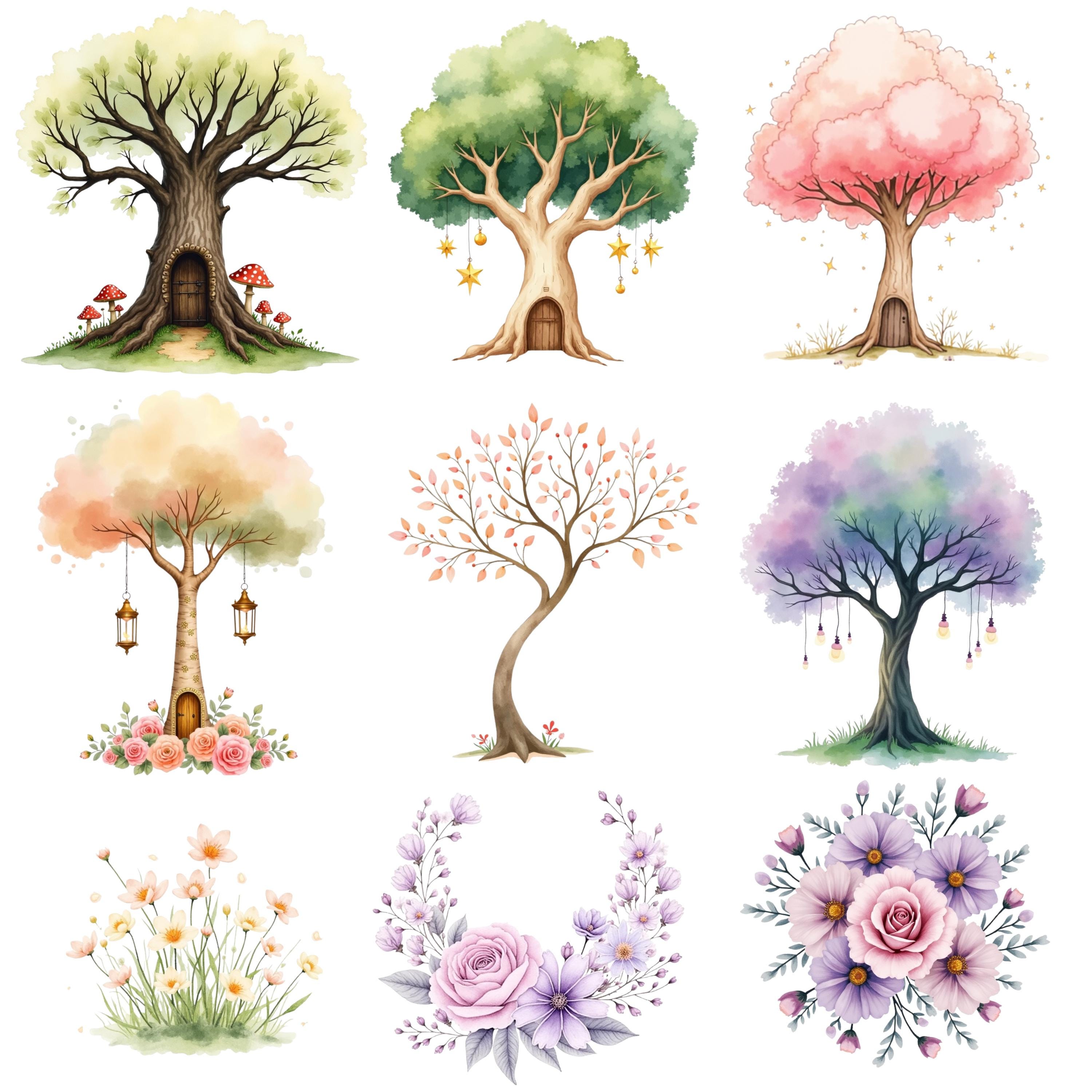 Watercolor Magical Garden Fairies Clipart Bundle, Fairy First Birthday ...