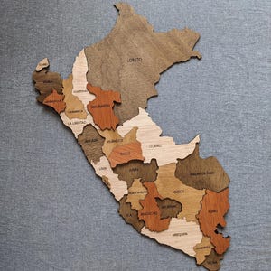 Mapa Perú 3D madera