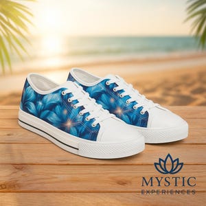 Floral Low Top Sneakers, Cute Flower Shoes for Women, Fun Spring Footwear, Stylish Floral Pattern Sneakers, Trendy Women&#39;s Shoes