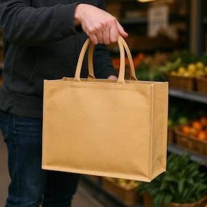 PACK OF 5 PIECES : Natural Jute Tote Bag | Eco-Friendly Reusable Shopping Bag | Burlap Gift Bag | Sustainable Grocery Tote |