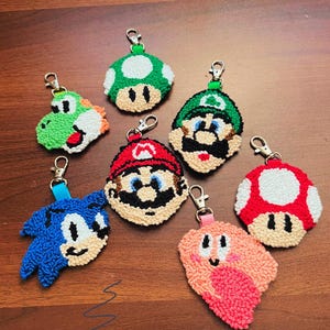 Retro Video Game Keychains | Cute Gamer Gift | Arcade Keychain | Backpack Charm | Anime Gamer Accessories | Punch Needle | Birthday Gift