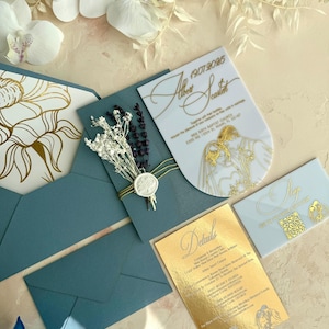 Suite de faire-part de mariage de luxe en acrylique blanc arche, Faire une partie du mariage, Faire-part de mariage avec carte de détails, Papeterie de mariage